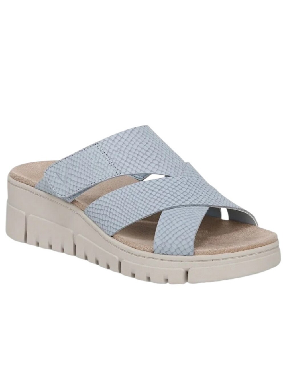 Vionic Uptown Sunset Wedge Light Blue Strappy Sandals NWOB Women's 11 Wide